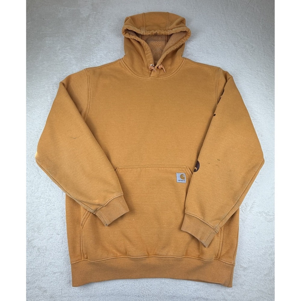 Carhartt Loose Fit Graphic Hoodie Sweatshirt Pullover K288 Q27 Orange Men Medium
